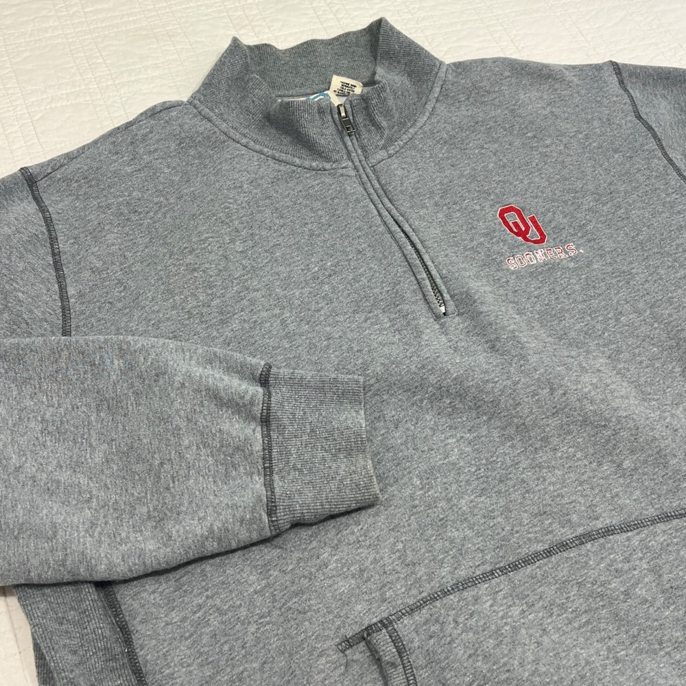 Blue 84 Oklahoma Sooners Mens XXL Quarter Zip Sweatshirt Grey OU Pullover
